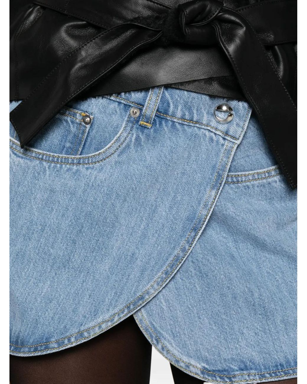 Coperni Blue Asymmetrical Denim Skirt With Button Detail