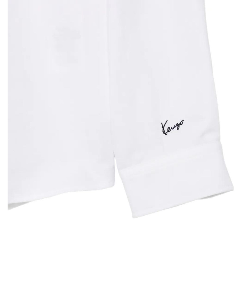 KENZO White Embroidered-Tiger Button-Down Shirt for men