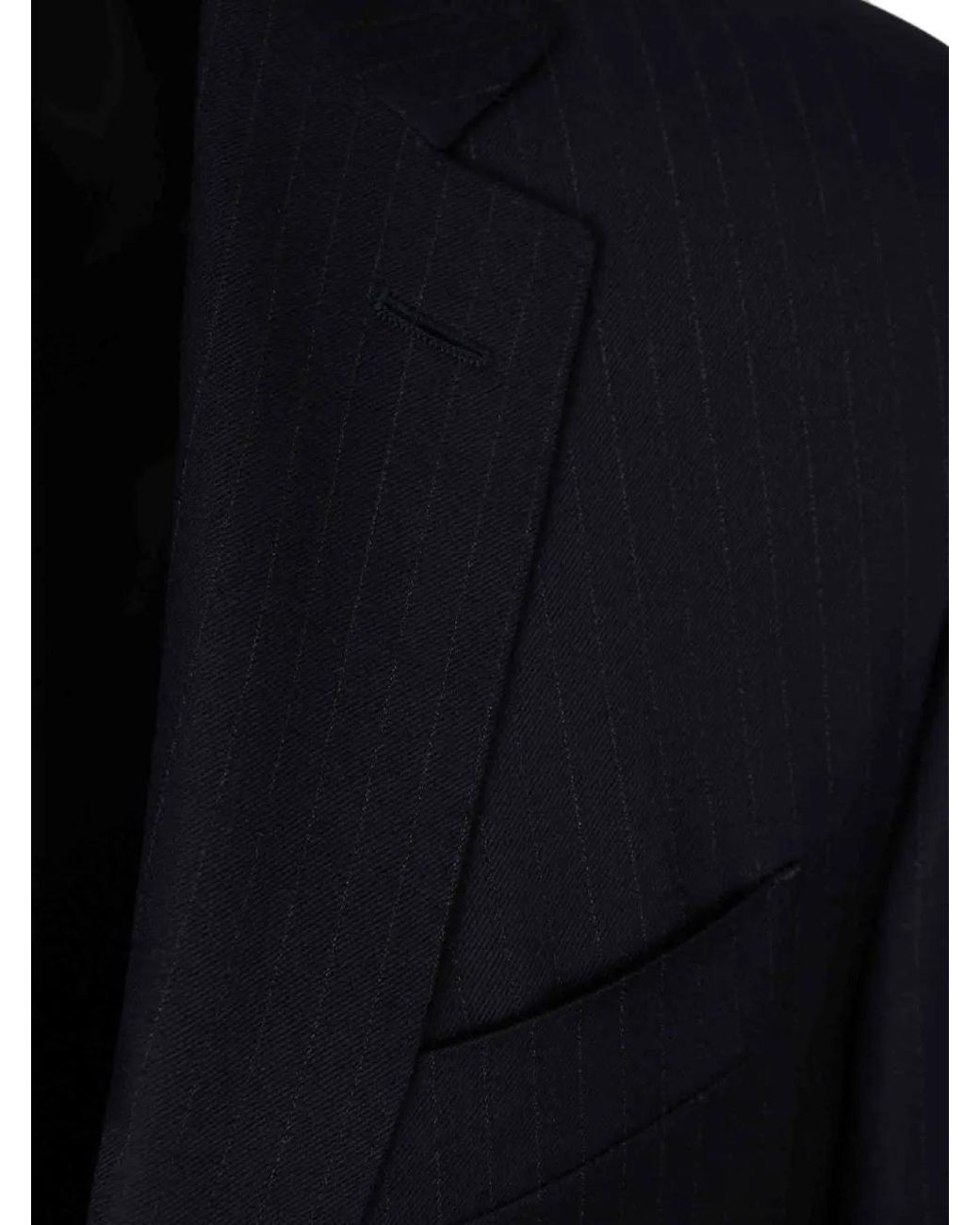 Canali Blue Costume Boutonné À Fines Rayures En Laine for men