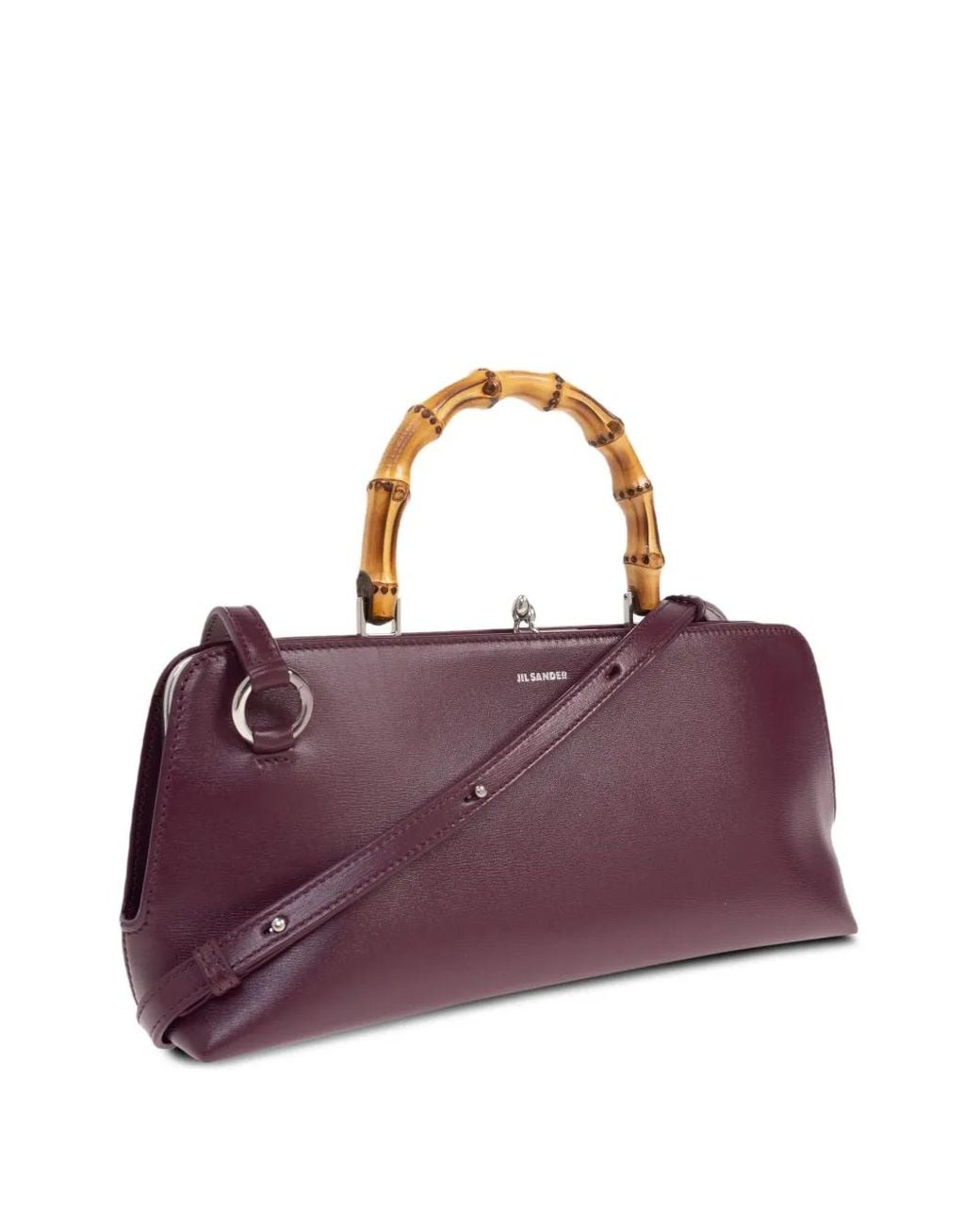 Jil Sander Purple Bamboo-Handle Leather Tote Bag