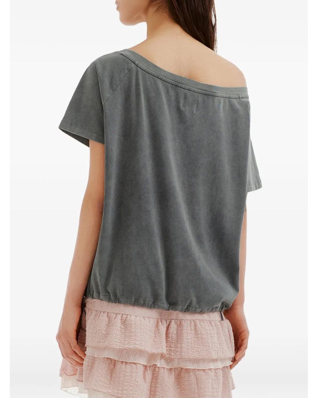 B+ AB Gray Off-Shoulder T-Shirt