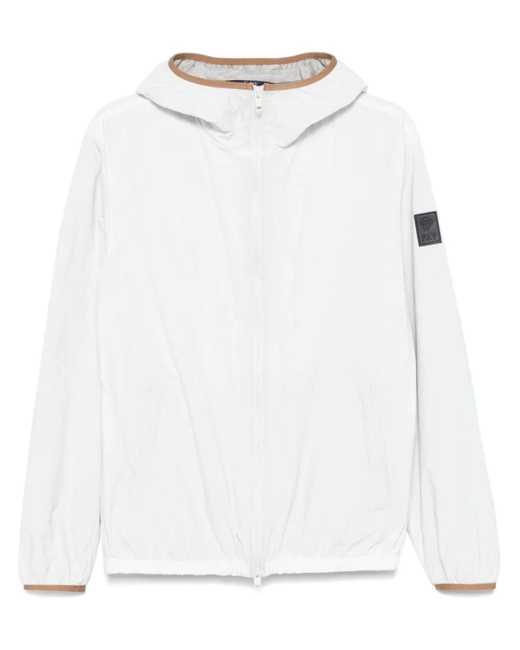 Fay White Logo-Patch Windbreaker for men