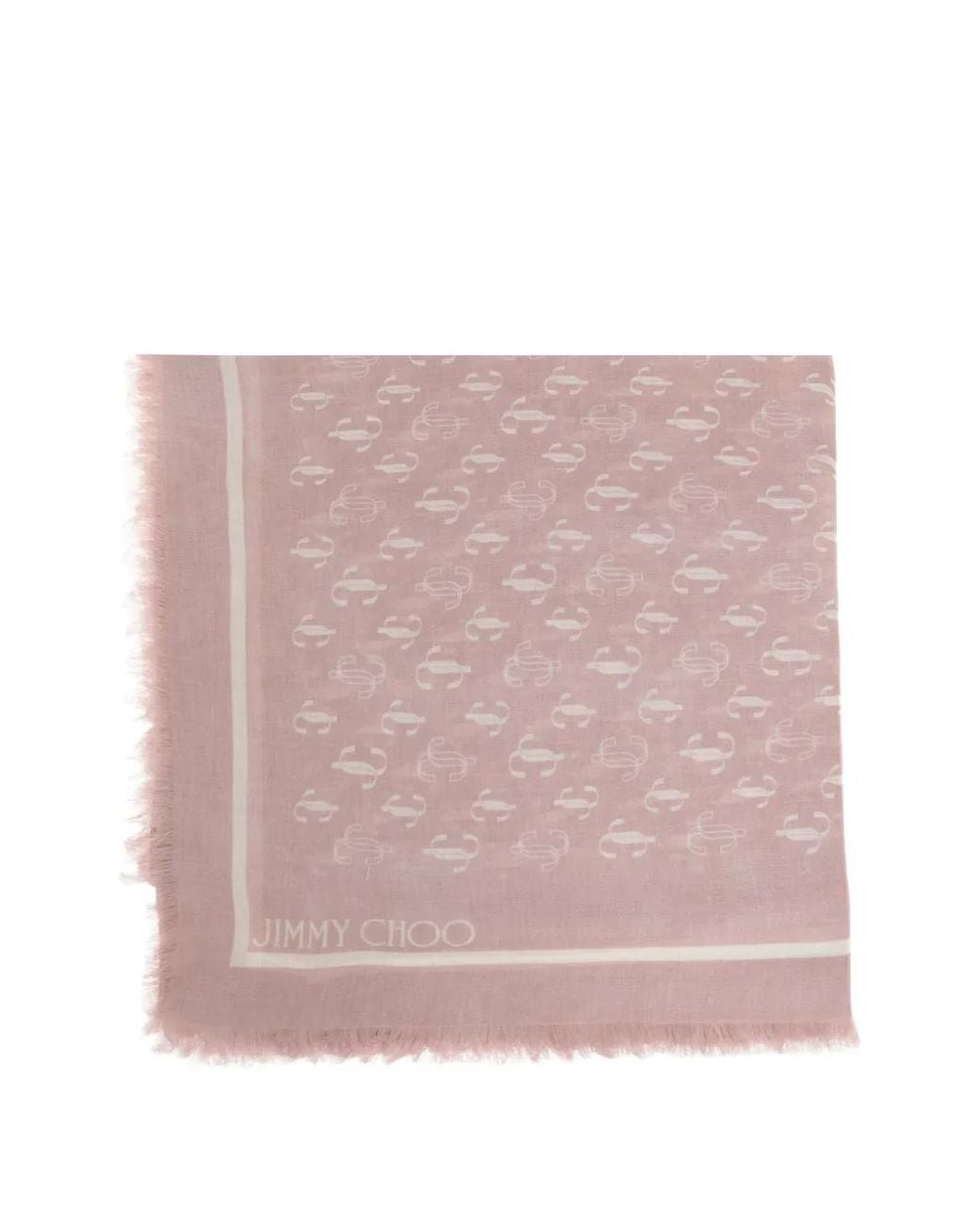 Jimmy Choo Pink Monogram-Print Frayed Scarf