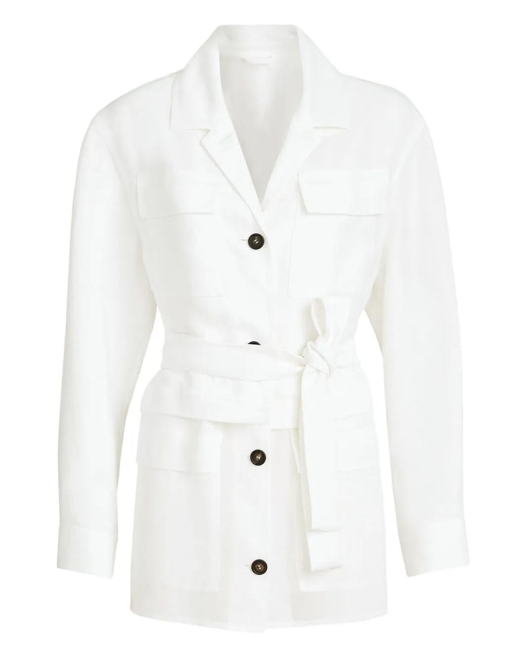 Brunello Cucinelli White Belted Pocket Jacket
