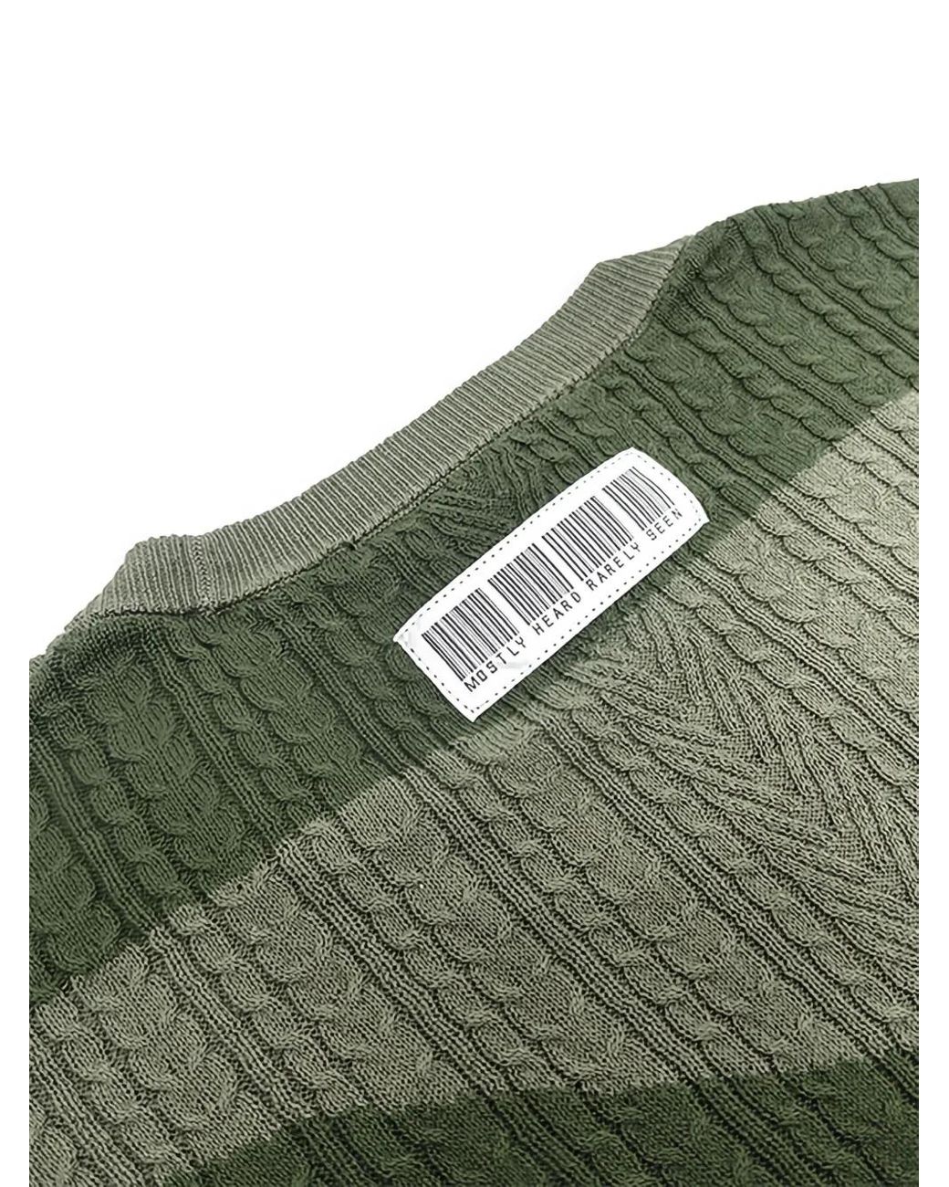 Mostly Heard Rarely Seen Green Cable-Knit Wave T-Shirt for men