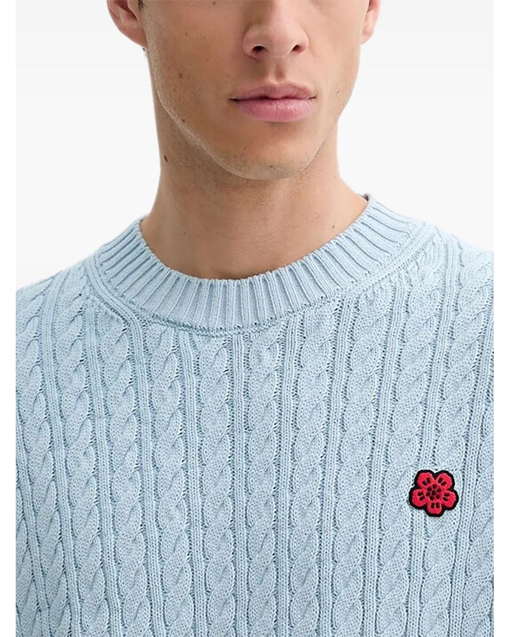 KENZO Blue Floral-Appliqué Sweater for men