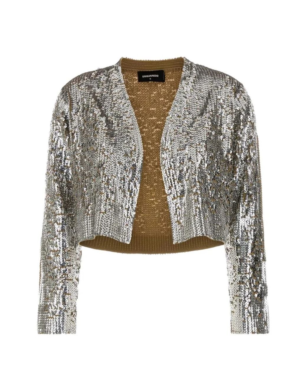 Cardigan Crop À Sequins DSquared² en coloris Metallic