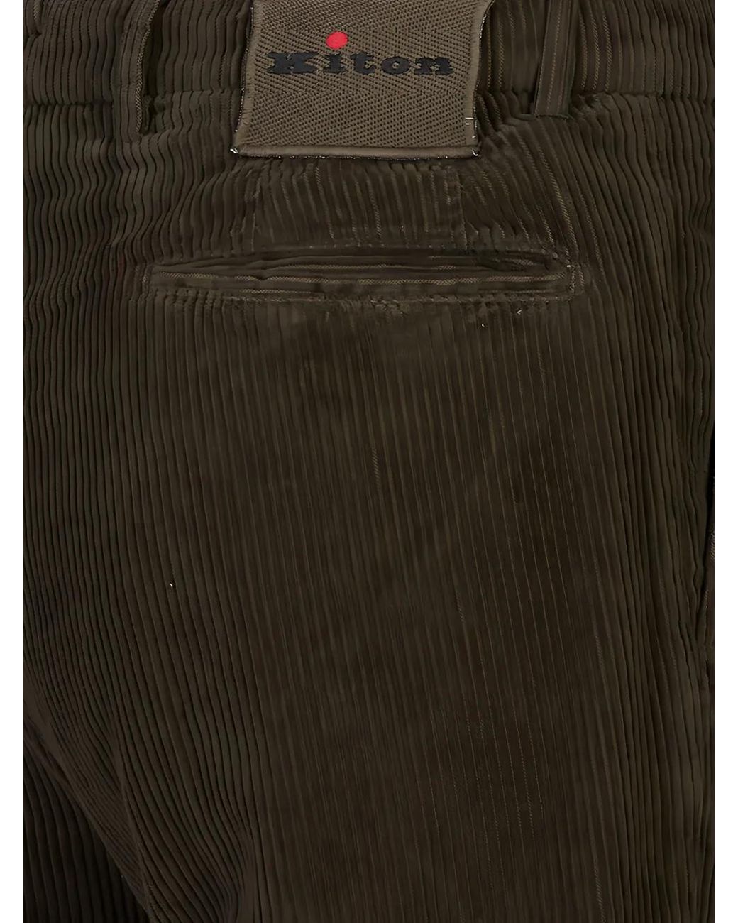 Kiton Black Corduroy Trousers for men