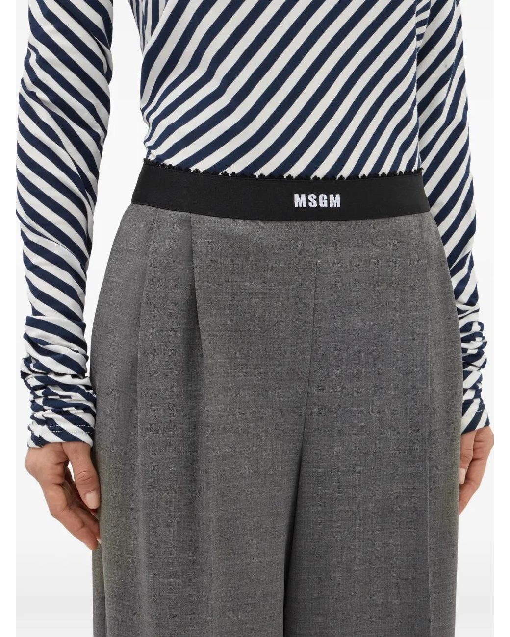 MSGM Gray Pantalon À Logo Imprimé