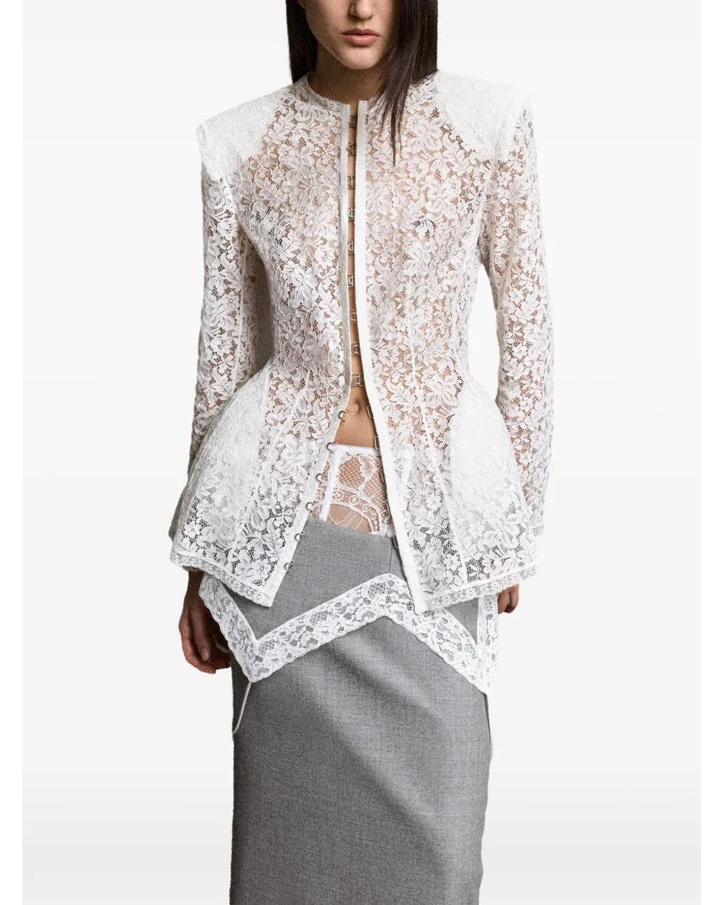 SEEN USERS White Trousseau Lace Blazer