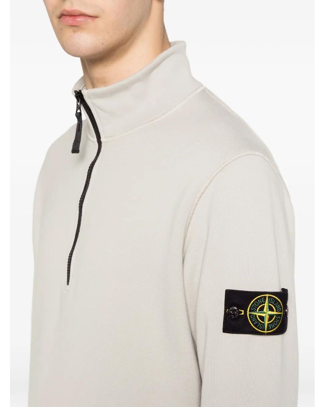 Stone Island White 6100070 Organic Cotton Fleece Sweatshirt for men
