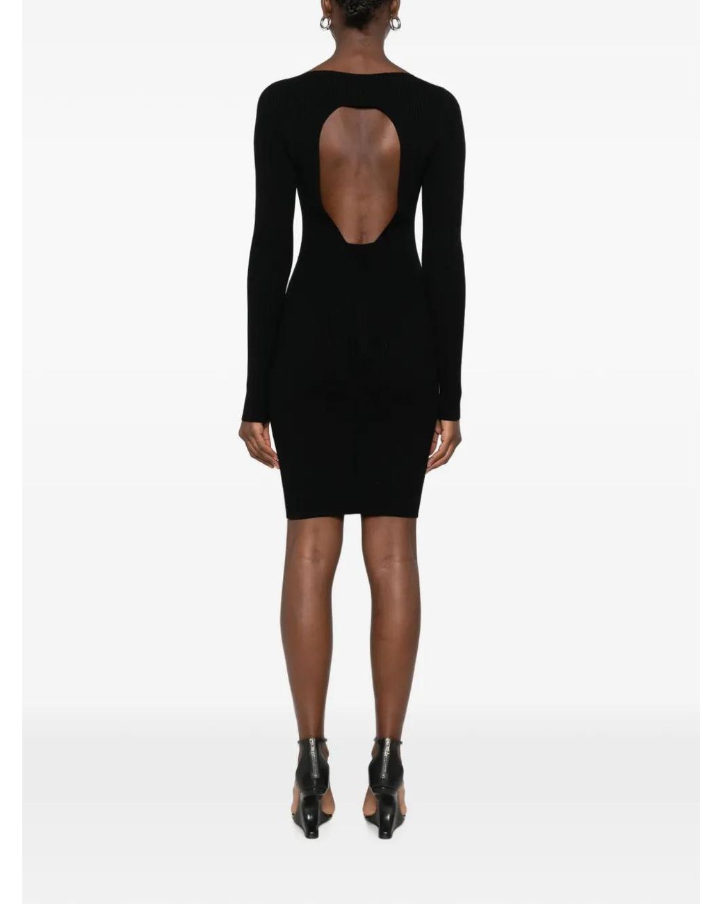 Rick Owens Black Cut-Out Ribbed Mini Dress