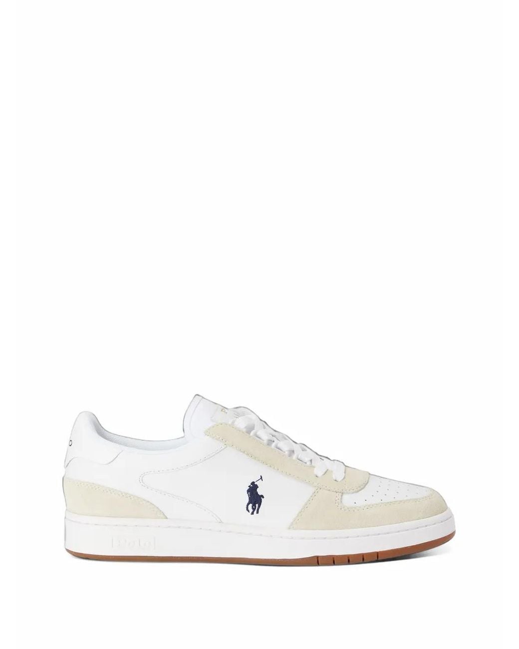 Polo Ralph Lauren White Logo-Embroidered Panelled Sneakers for men