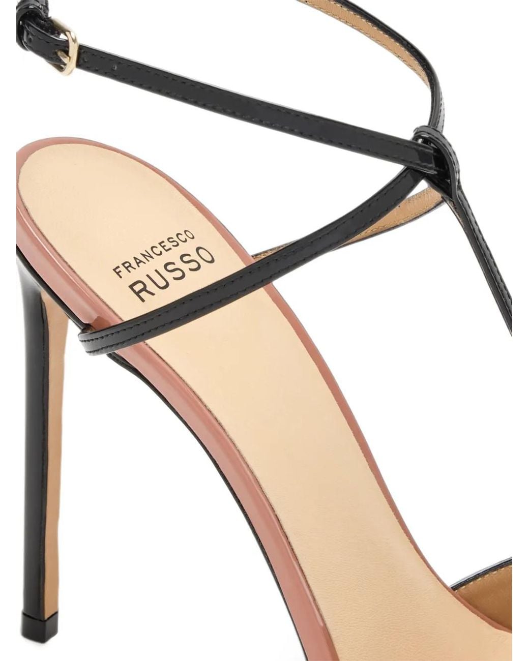 Francesco Russo Black Patent-Leather T-Bar Hell Pumps