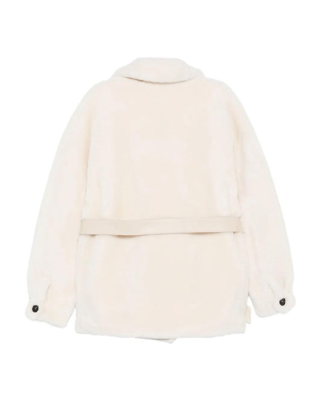 Liska Natural Double-Breasted Belted Coat
