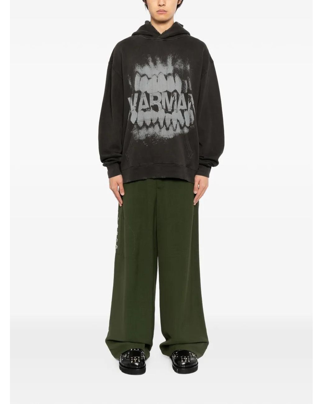 WARMAN Black Printed Hoodie for men