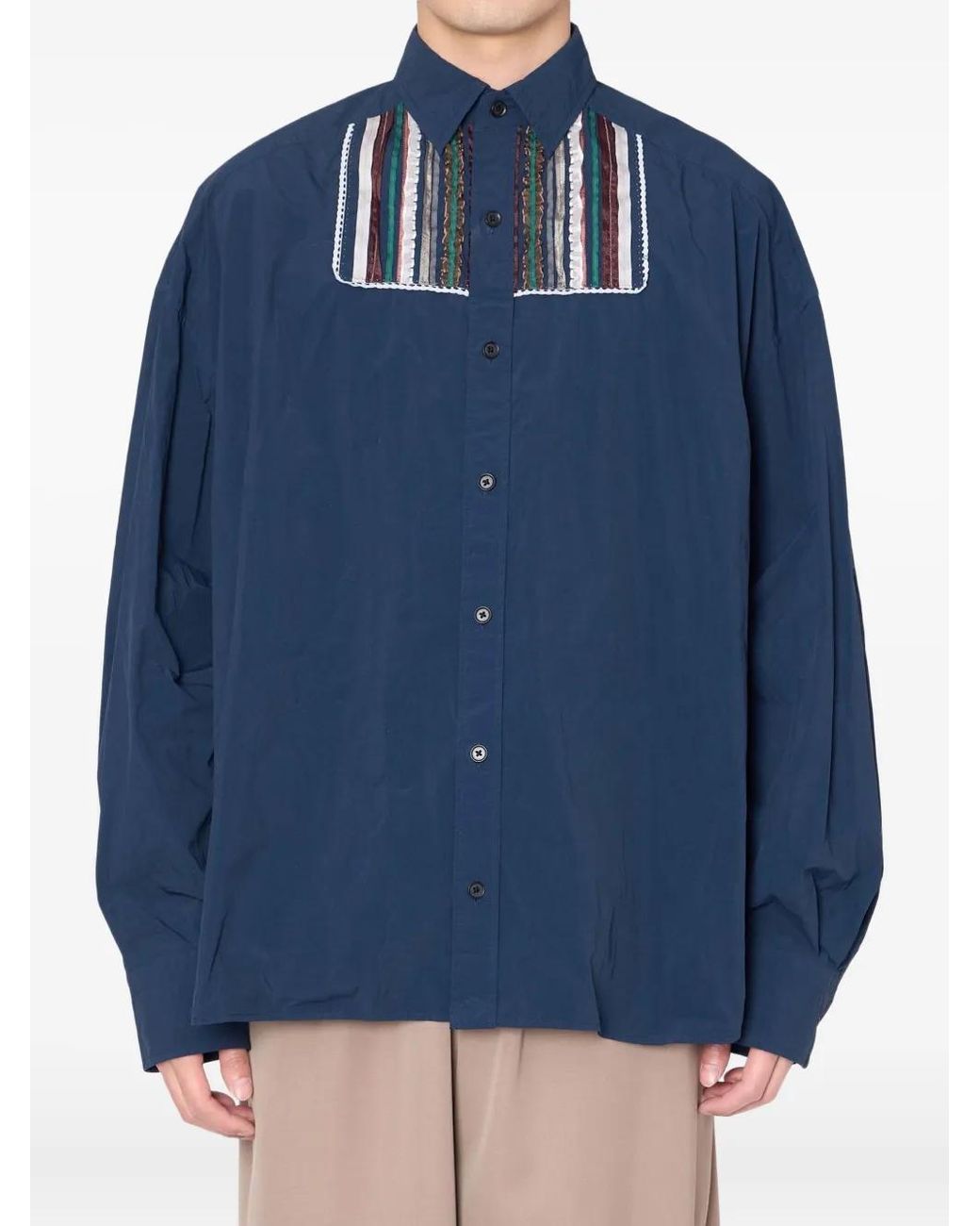 Kolor Blue Ribbon-Embellished Shirt for men