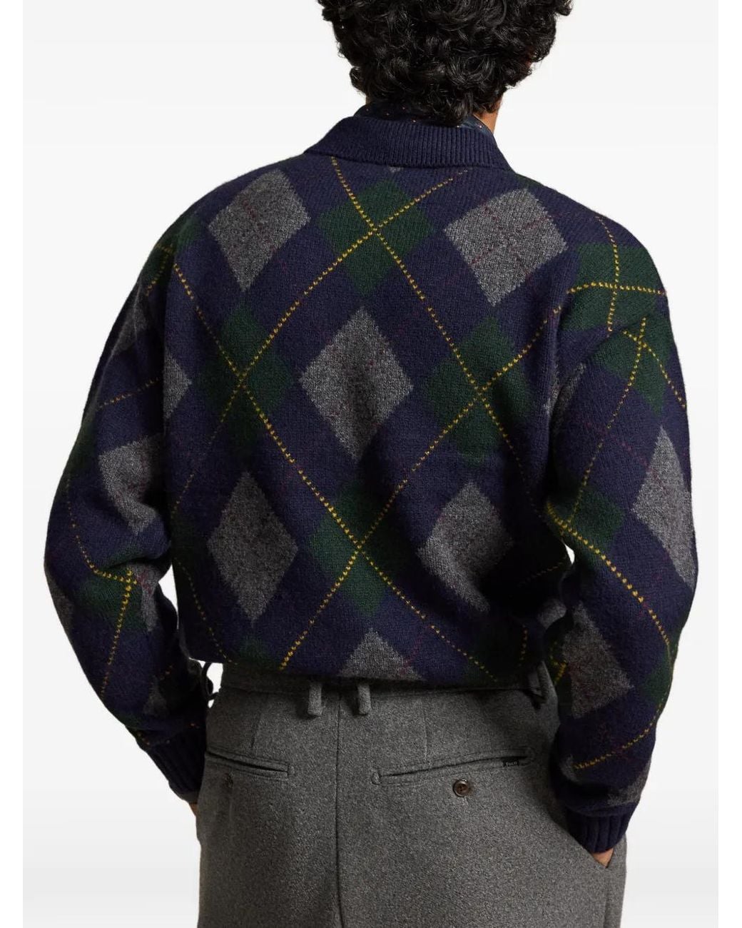 Polo Ralph Lauren Blue Relaxed Fit Argyle Wool-Mohair Jumper for men