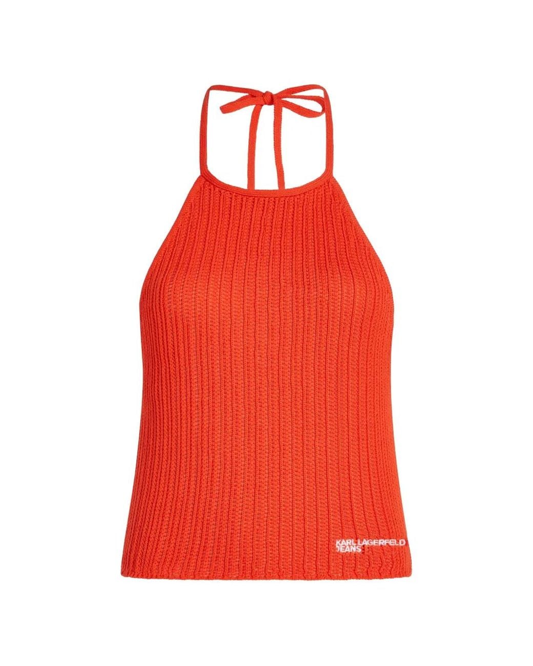 Karl Lagerfeld Red Sleeveless Top