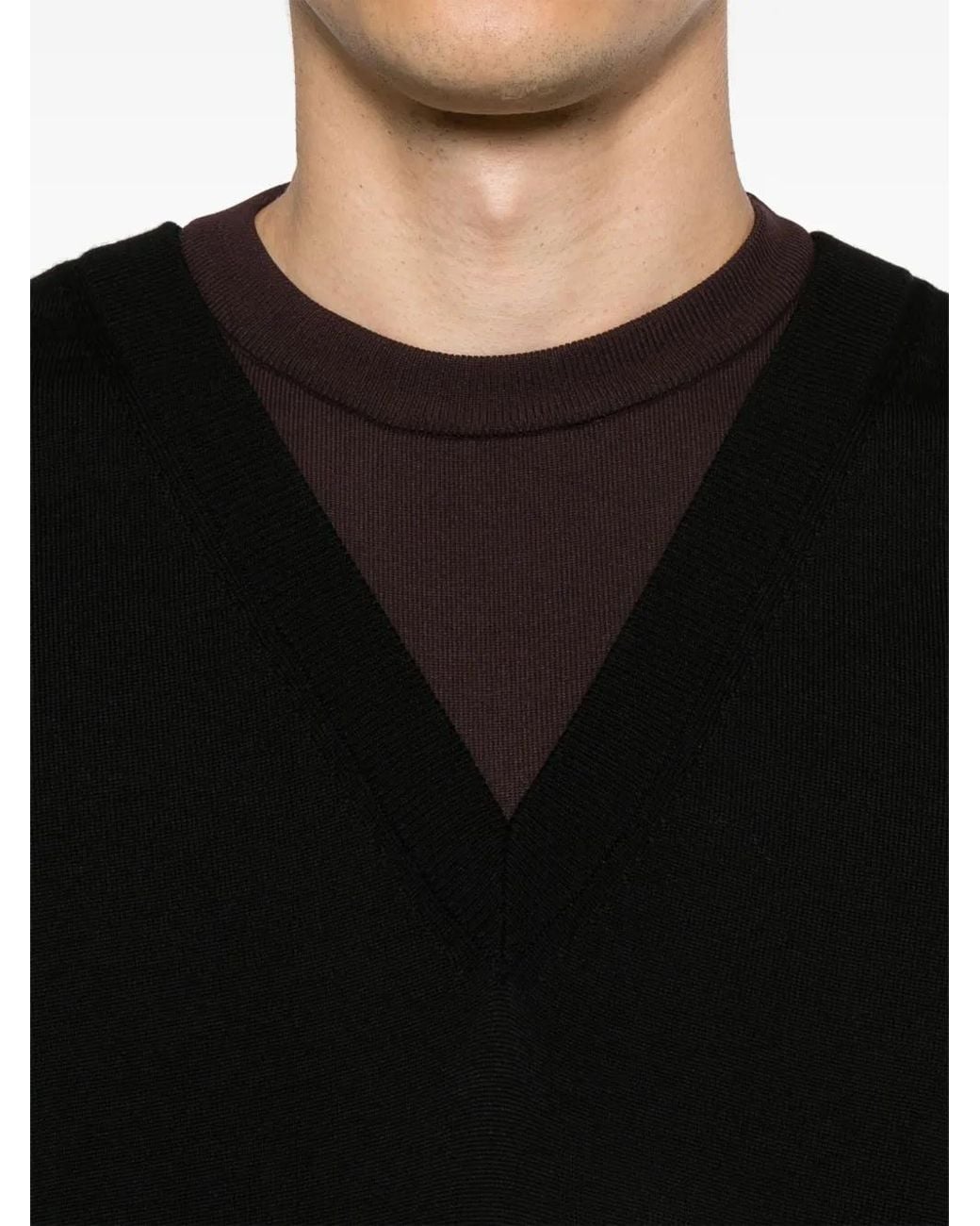 Jil Sander Black Layered Virgin Wool-Blend Jumper for men