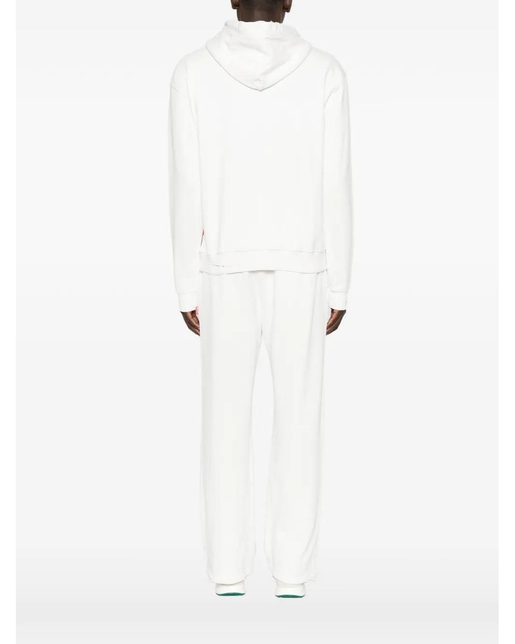 DIESEL White Distressed-Effect Drawstring Hoodie for men