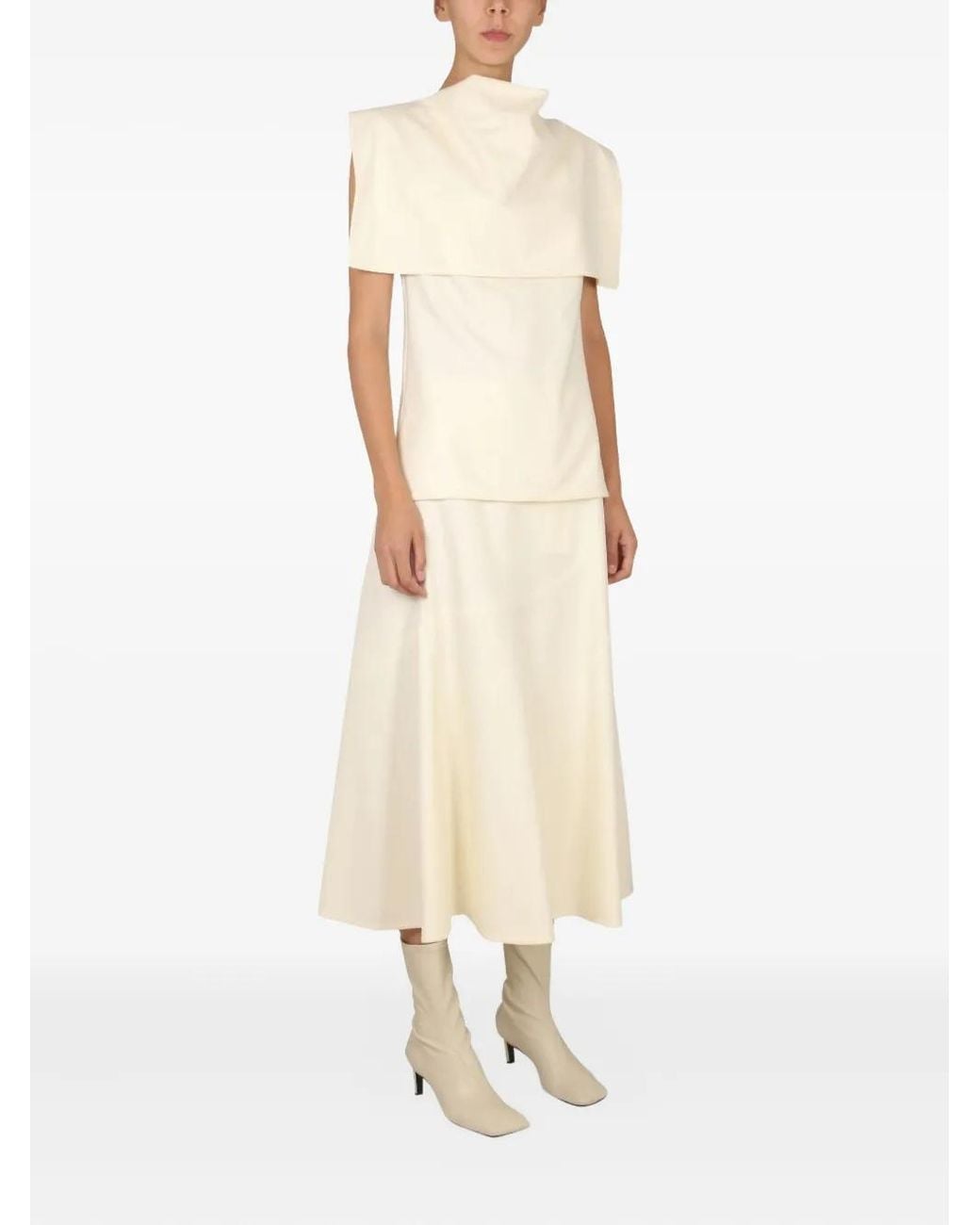 Jil Sander Natural Funnel-Neck Top
