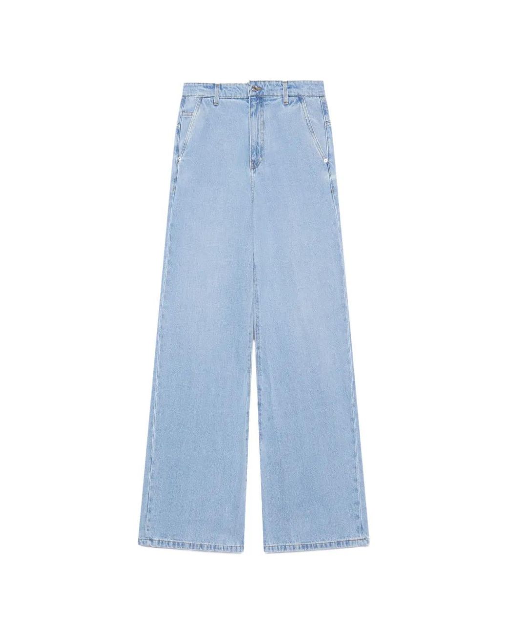 Gcds Blue Stone-Washed Wide-Leg Jeans