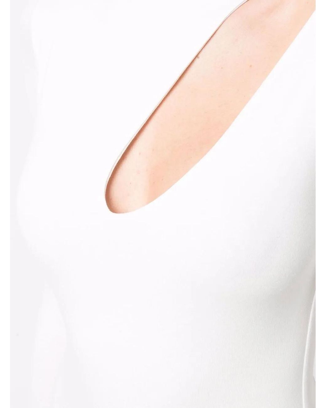 MANURI White Cut-Out Detail Long-Sleeve Dress