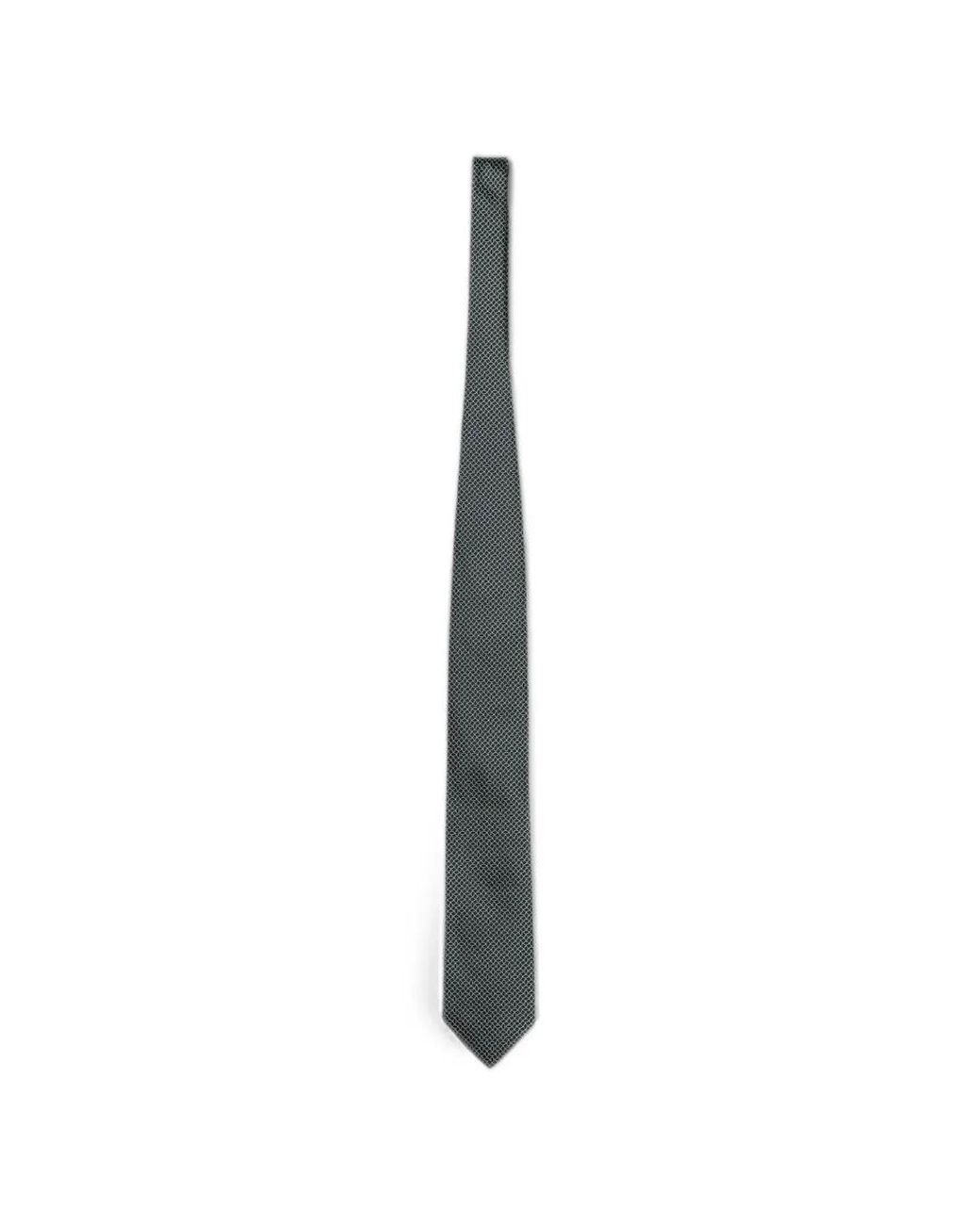Zegna White Patterned Silk Tie for men