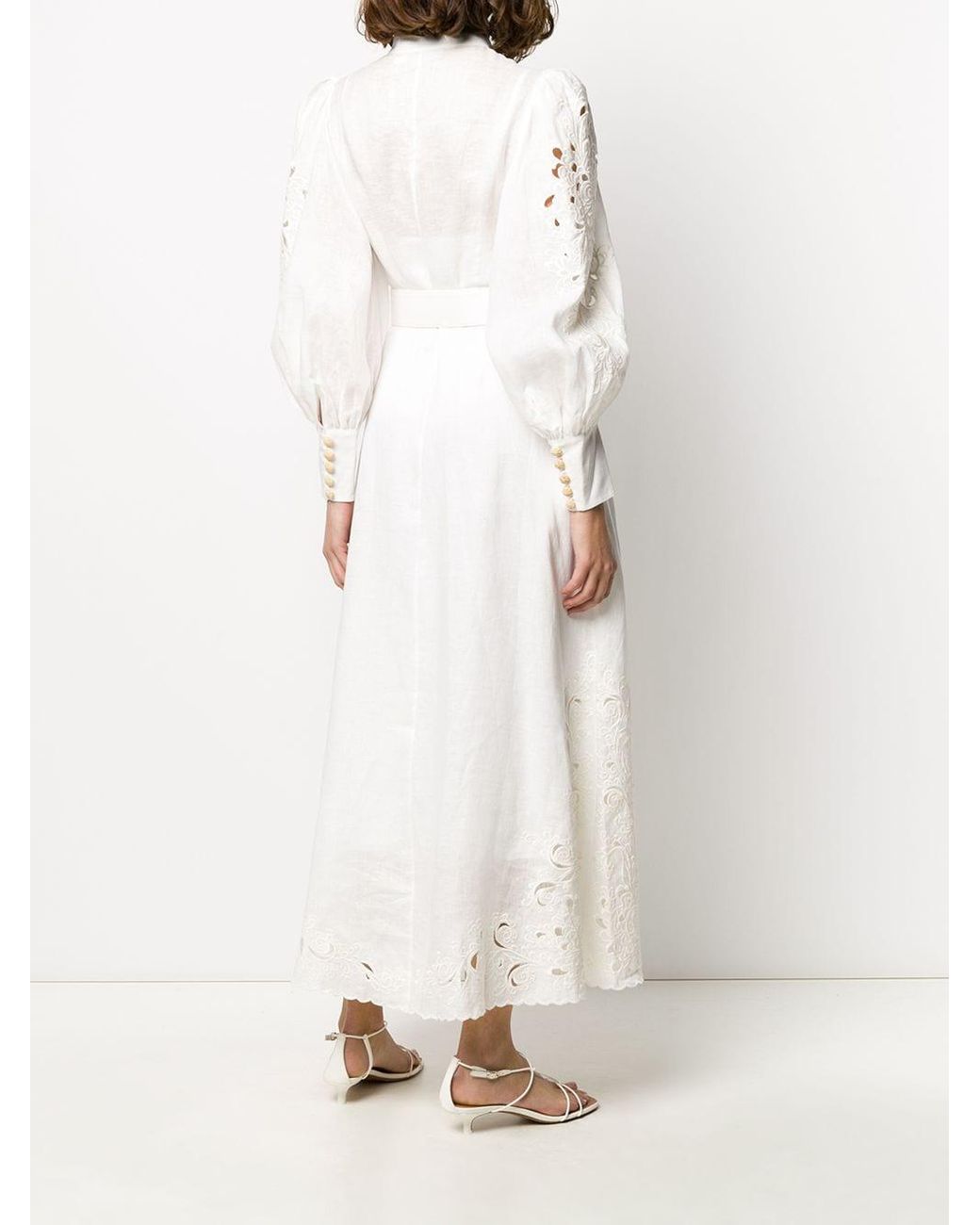 Zimmermann Peggy Floral-embroidery Linen Dress in White | Lyst Canada