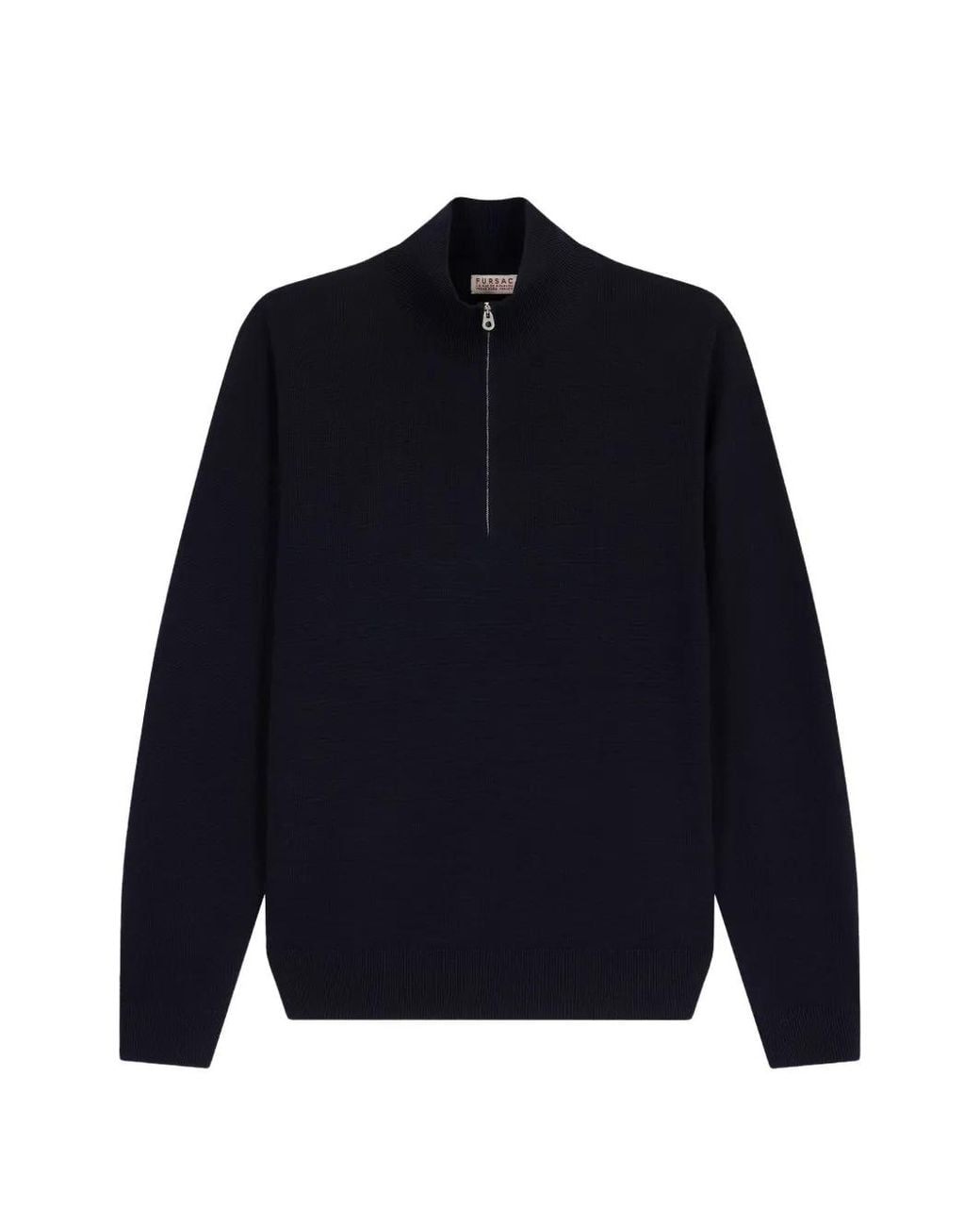 Fursac Blue Wool Zip-Up Sweater for men