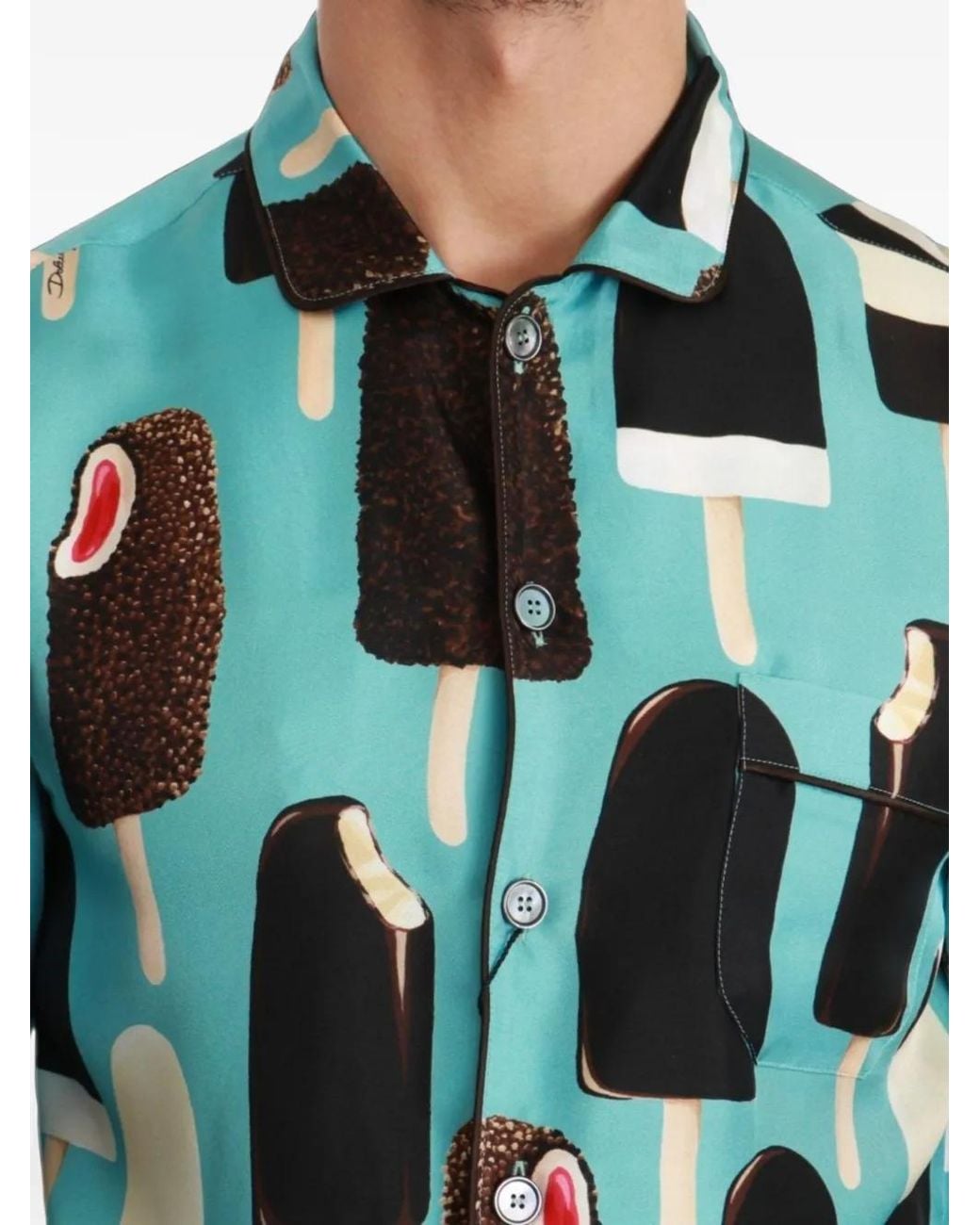Dolce & Gabbana Blue Ice-Cream-Print Shirt for men