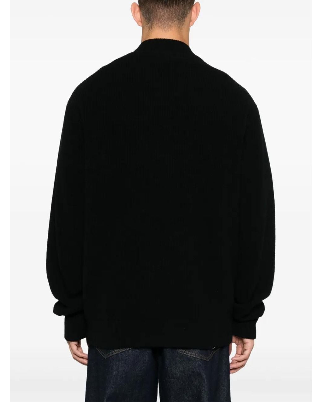 Roberto Collina Black Ribbed Cardigan for men