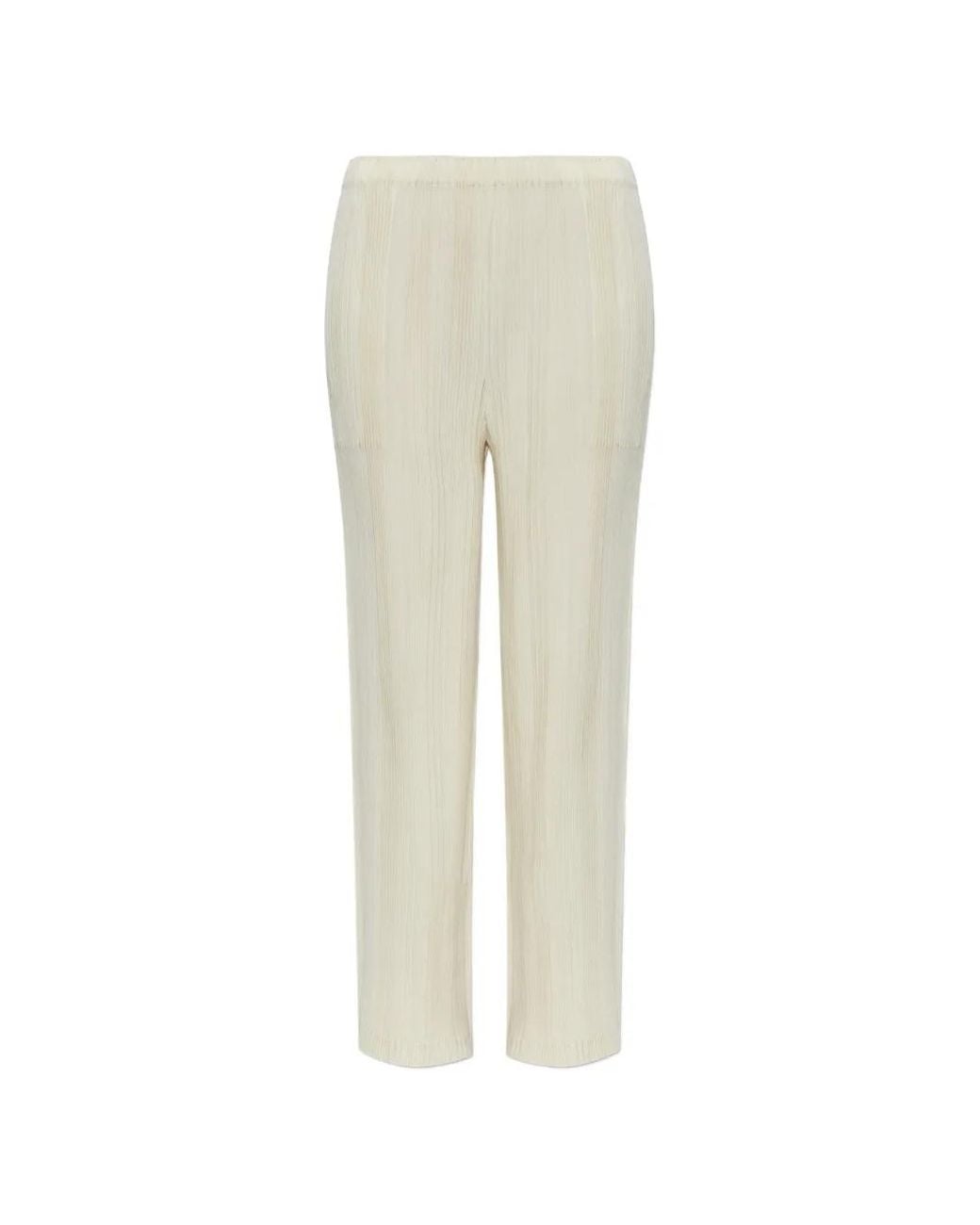 Issey Miyake White Pleated Trousers