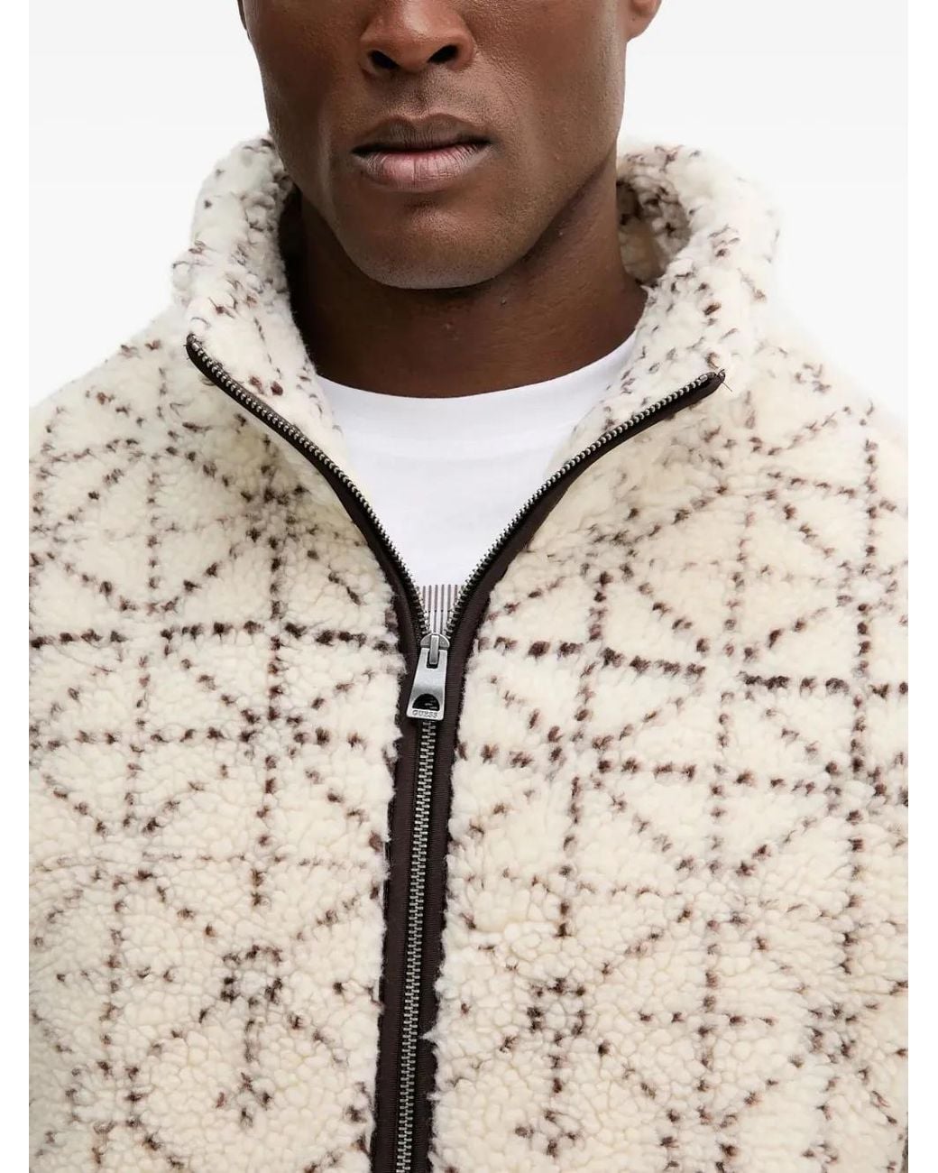 Guess Natural Patterned Zip-Up Jacket for men