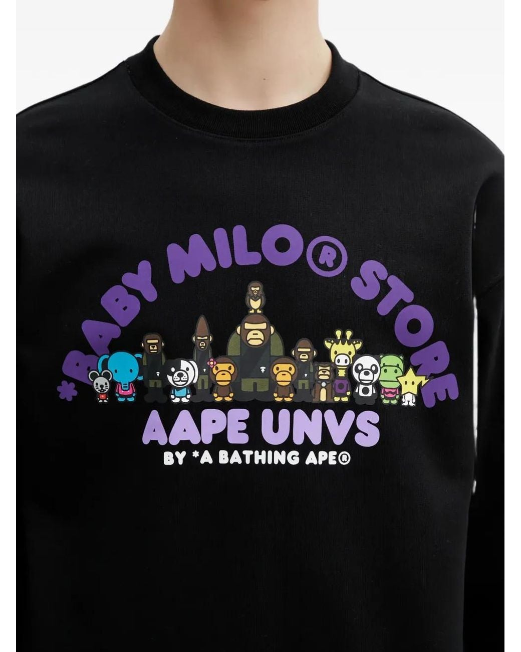 Aape By A Bathing Ape Black X Baby Milo Store Aapeunvs Sweatshirt for men