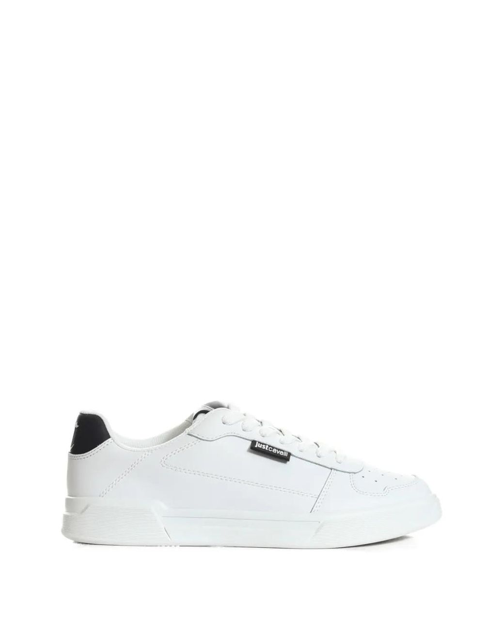 Just Cavalli White Round-Toe Perforated Sneakers for men