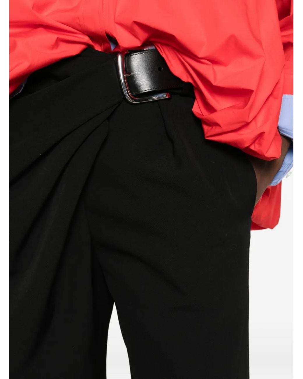Loewe Black Belted Draped Trousers