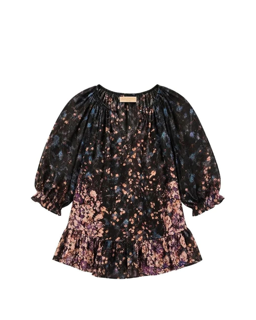 Ulla Johnson Black Blouse Volantée À Fleurs En Jacquard Elise