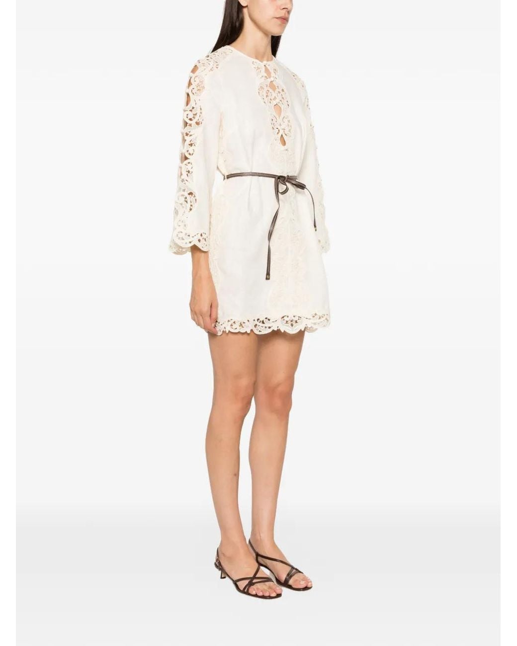 Zimmermann Natural Awaken Embroidered Mini Dress