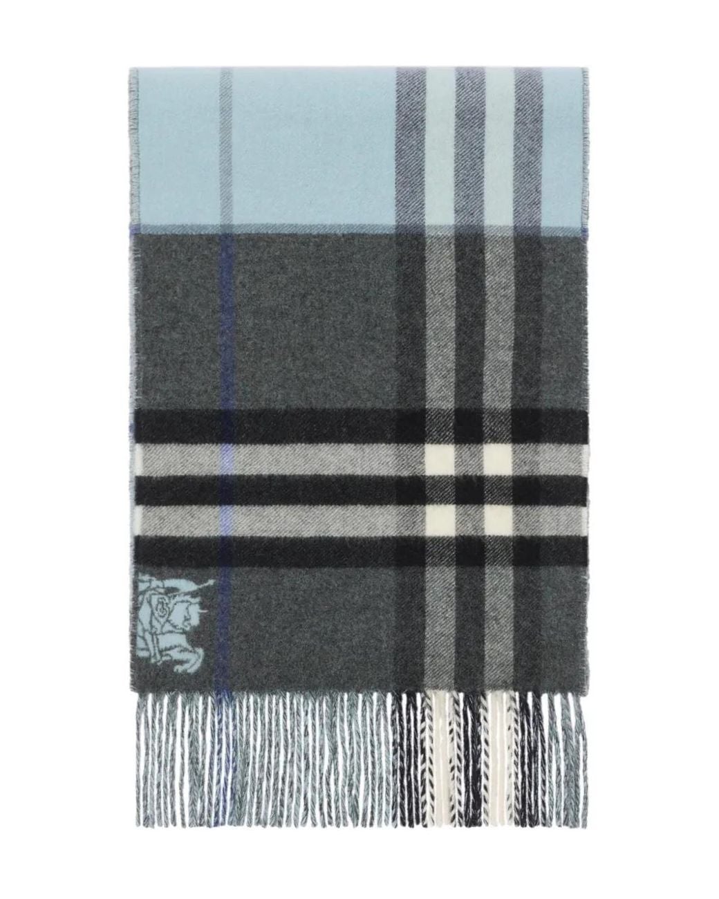 Burberry Gray Contrast Check Cashmere Scarf