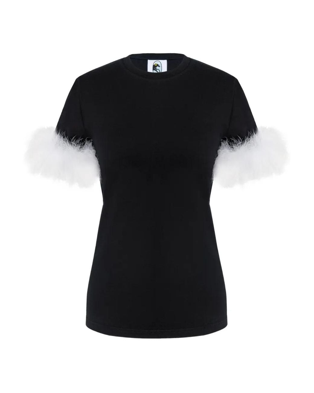 Sleeper Black Feather-Embellished T-Shirt