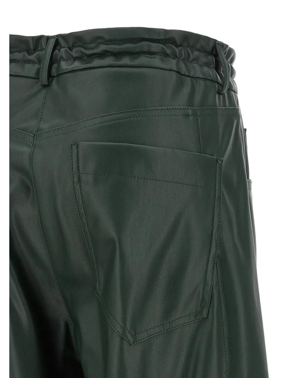 Nude Green Paperbag-Waist Wide-Leg Trousers