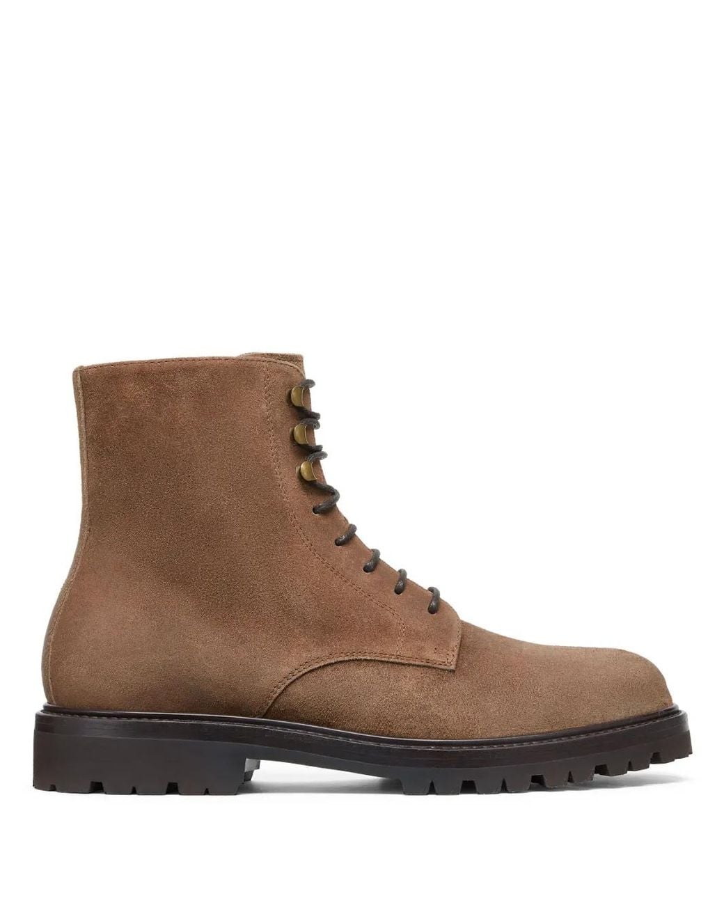 Brunello Cucinelli Brown Lace-Up Suede Ankle Boots for men