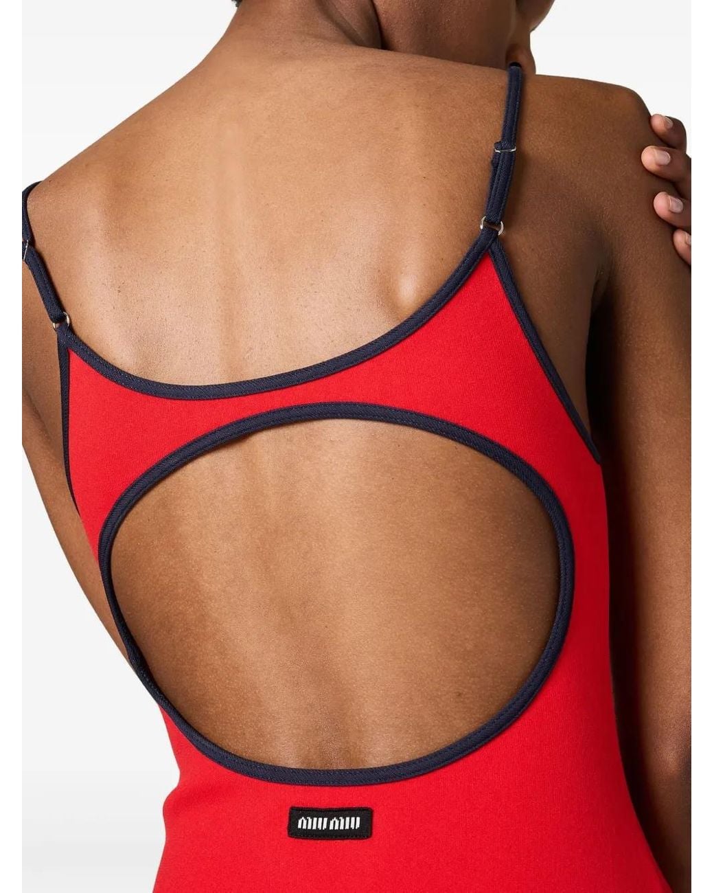 Miu Miu Red Technical-Knit Swimsuit