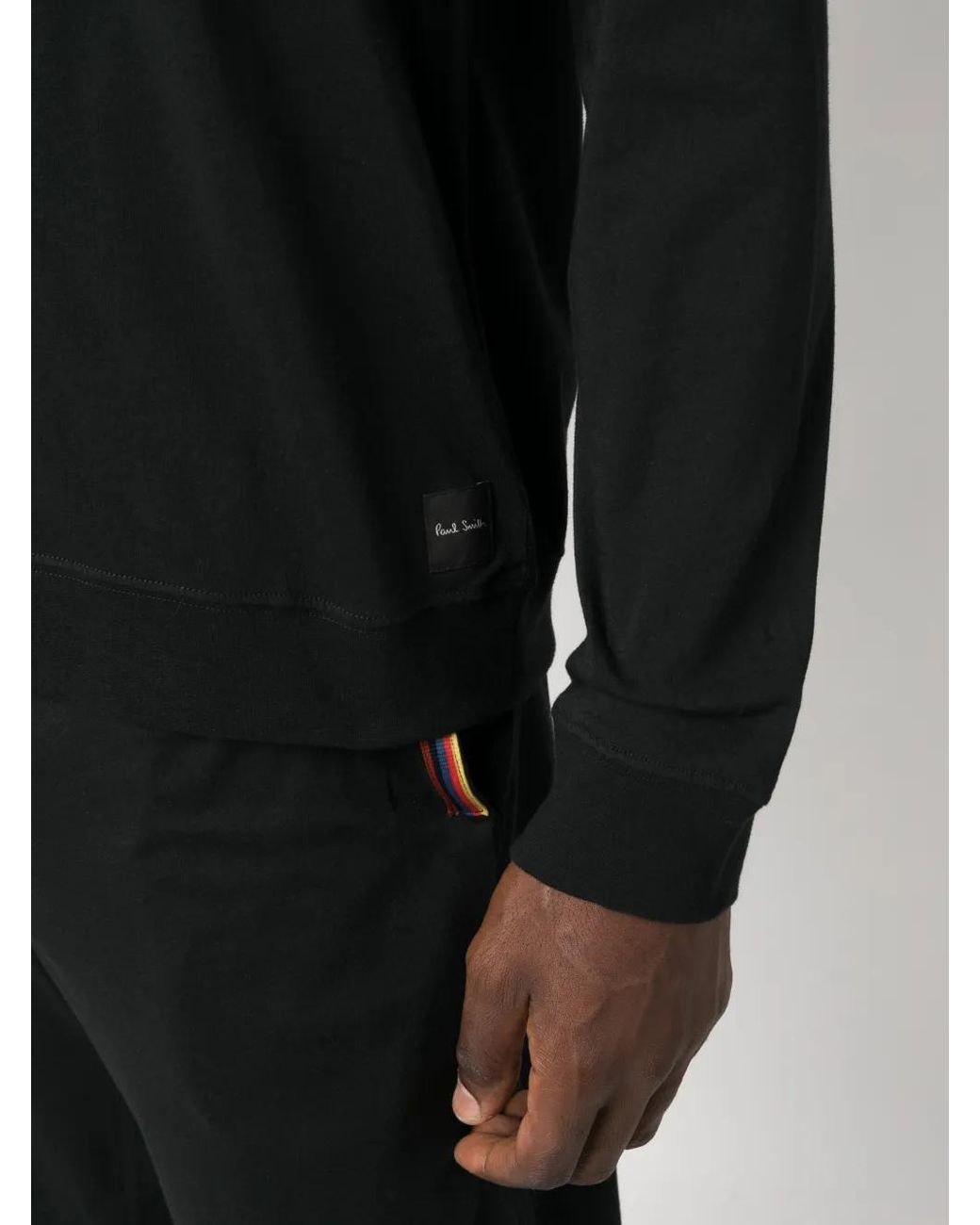 Paul Smith Black Logo-Patch Cotton Sweatshirt for men