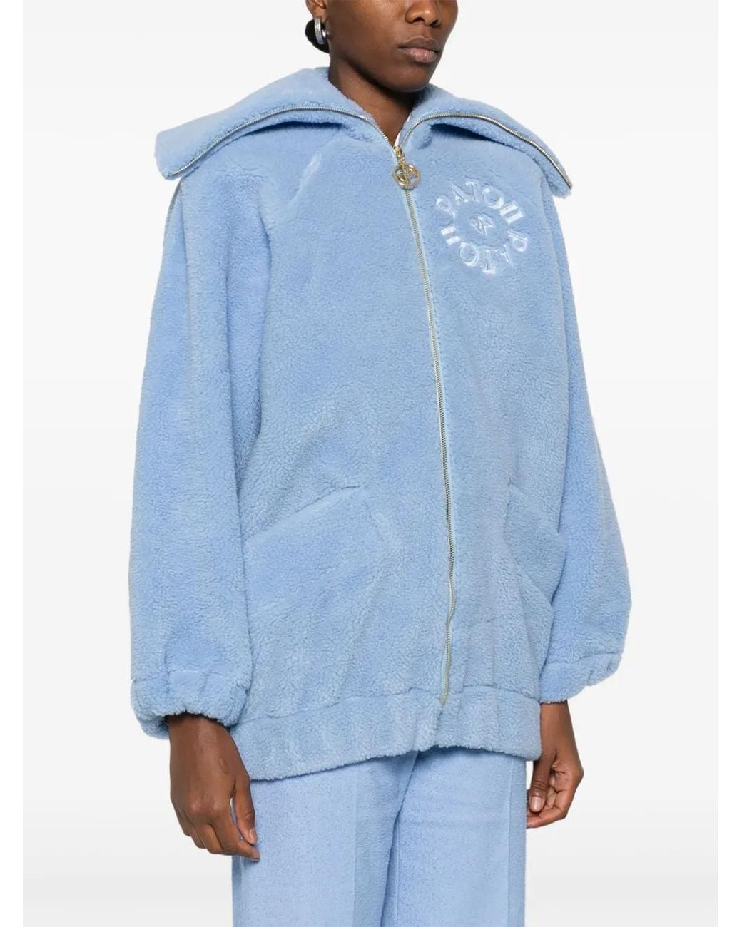 Patou Blue Shearling Bomber Jacket