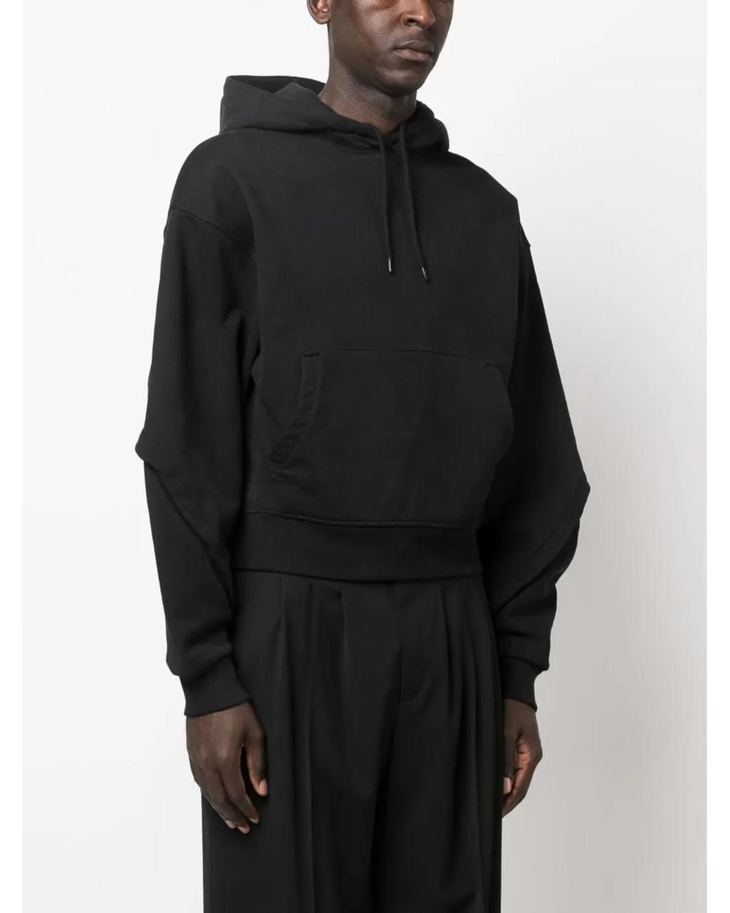 Mugler Black Balloon Sleeves Drawstring Hoodie