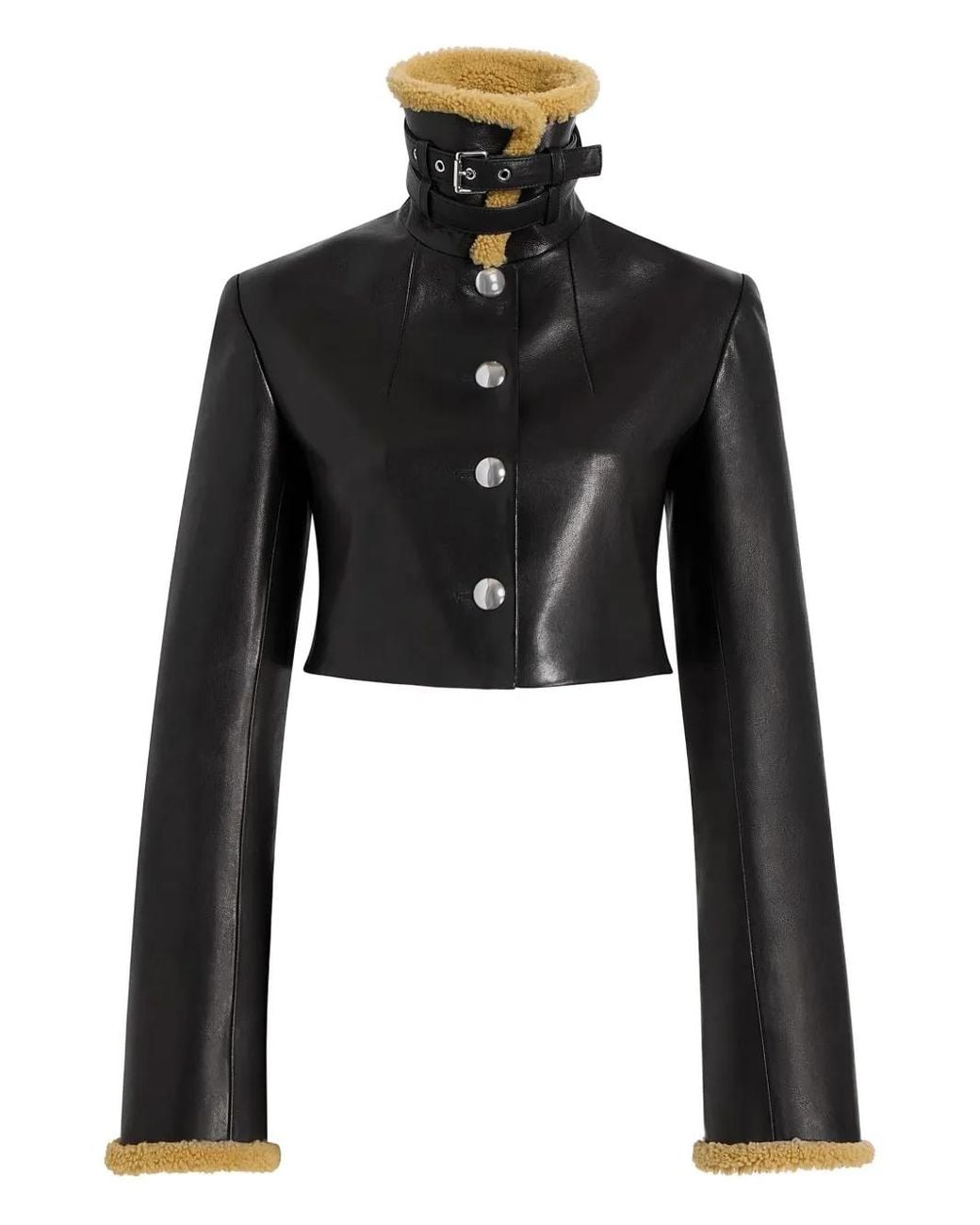 Khaite Black Jodie Shearling-Trim Button Jacket