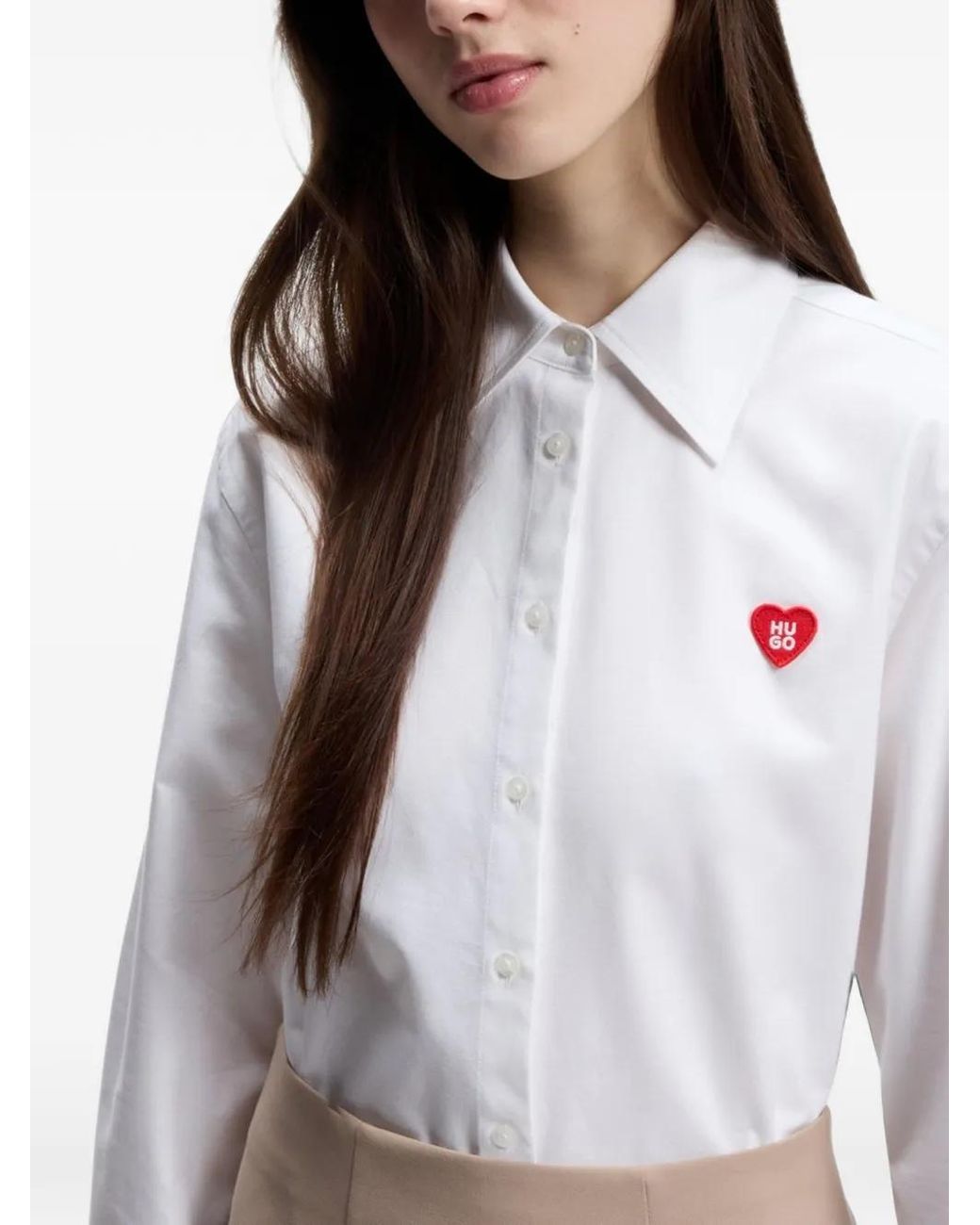 Camisa Con Botones De Corazón HUGO de color White